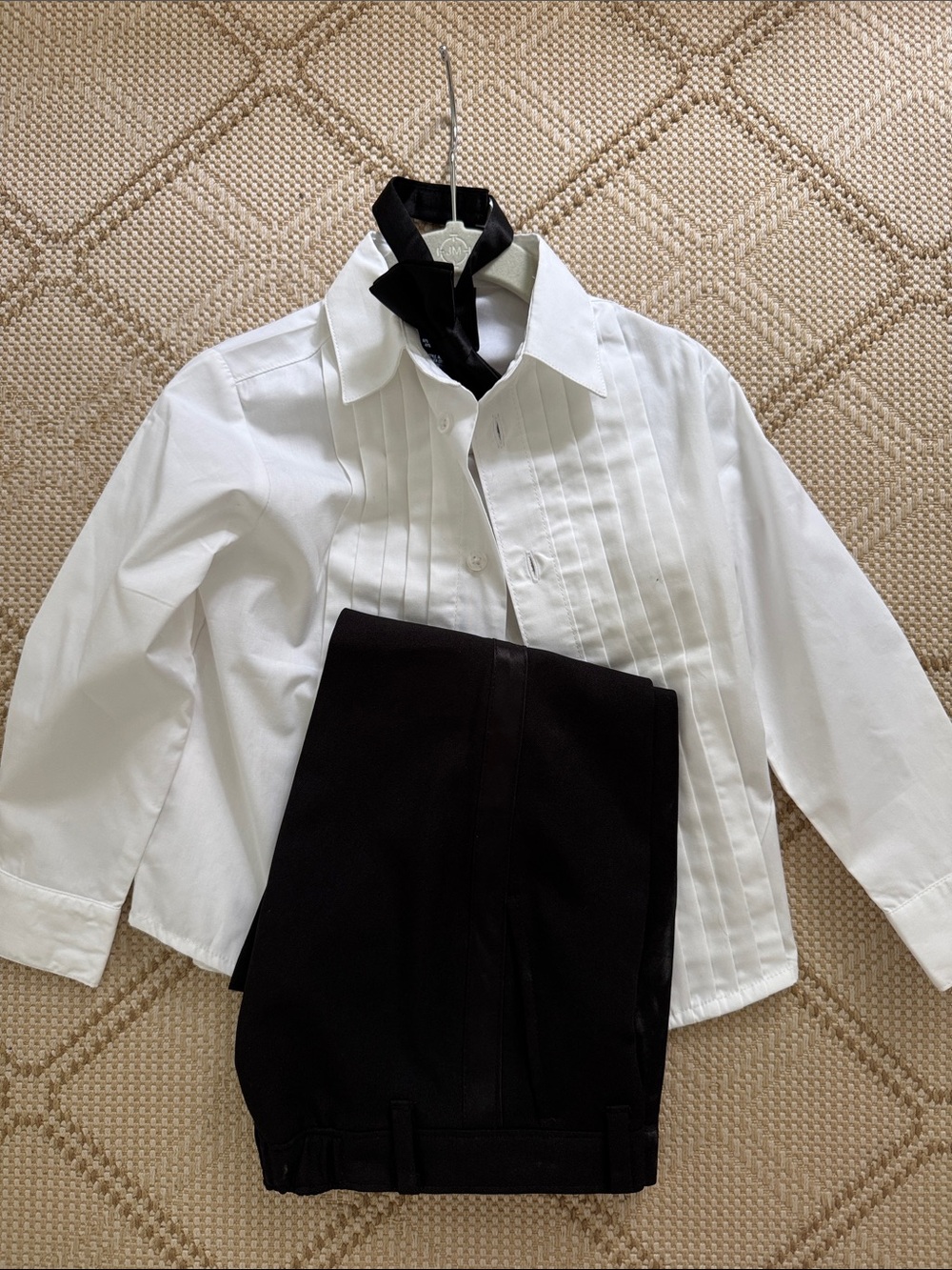 Nautica Kids tuxedo, three piece, pants, shirt and bow tie; so cute 🤵♂️ 3T